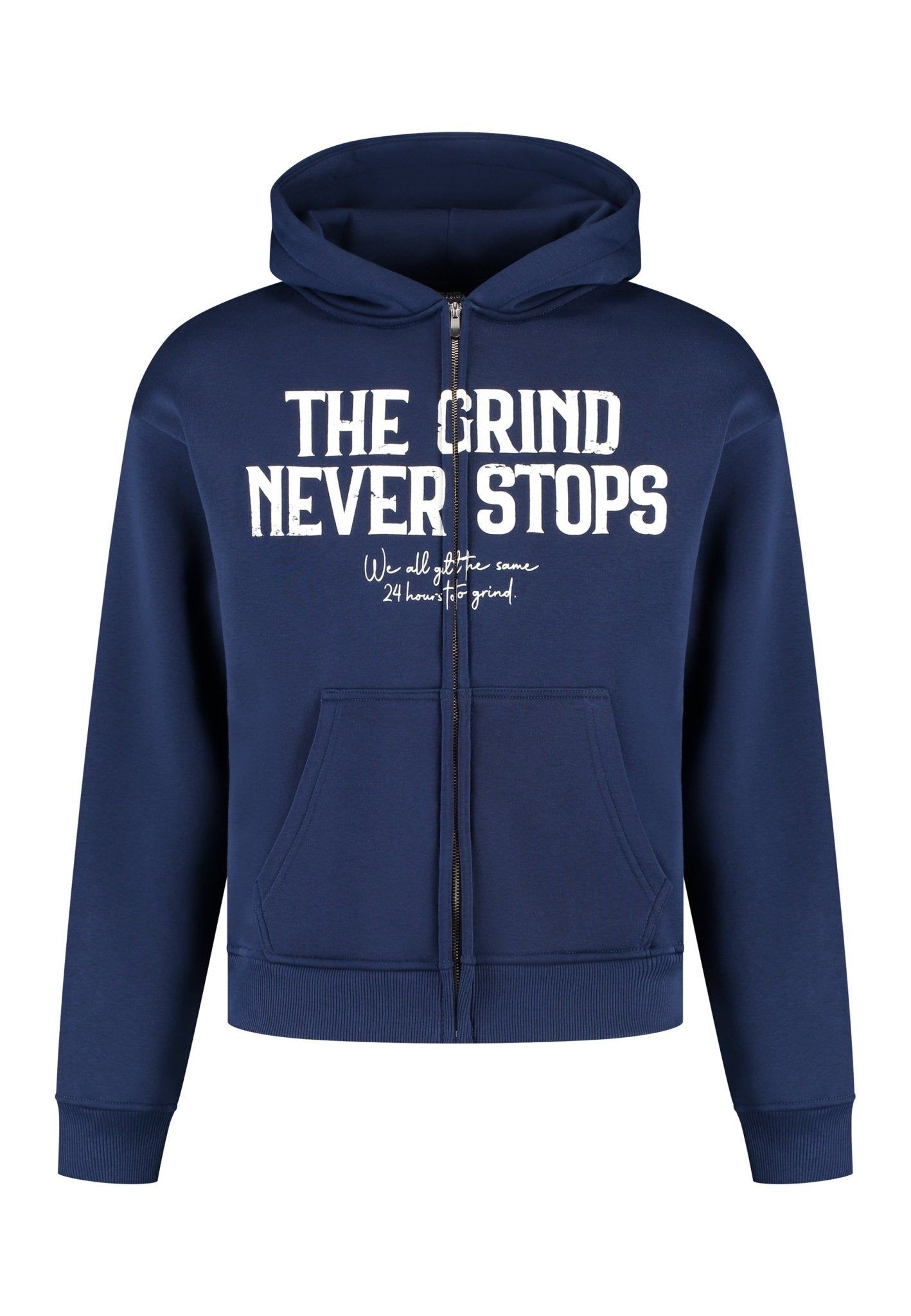 TGNS™ - ESSENTIAL ZIP - UP HOODIE NAVY BLUE - The Grind Never Stops
